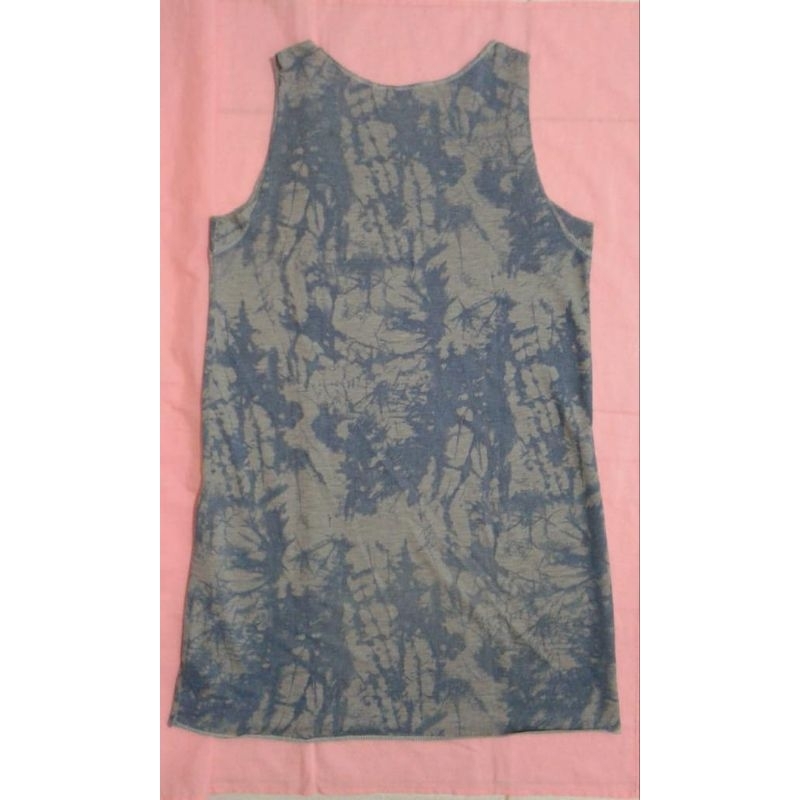 C) Gaun oblong wanita remaja kombinasi abu abu + biru tua bintang.