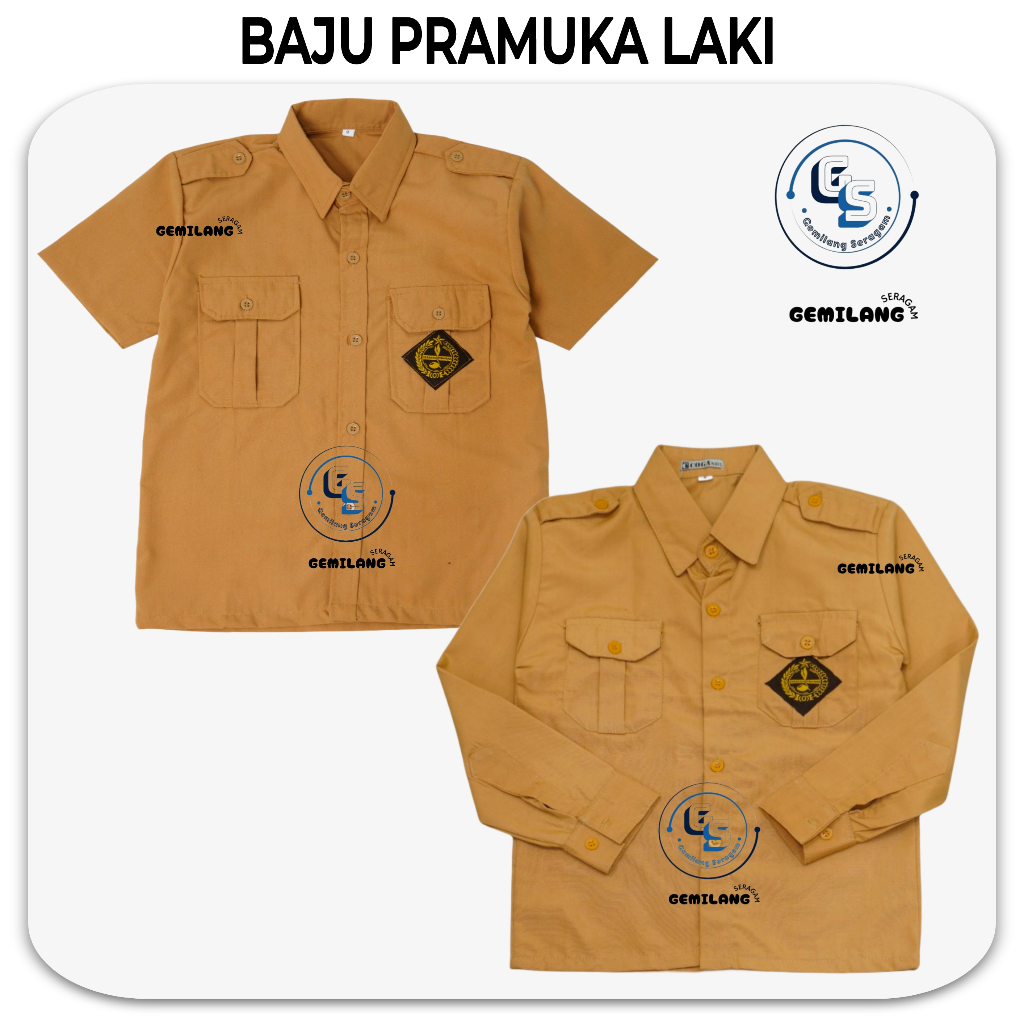 GEMILANG Baju Pramuka Penggalang Laki-Laki Seragam Sekolah SD SMP SMA Baju Pramuka laki Penggalang