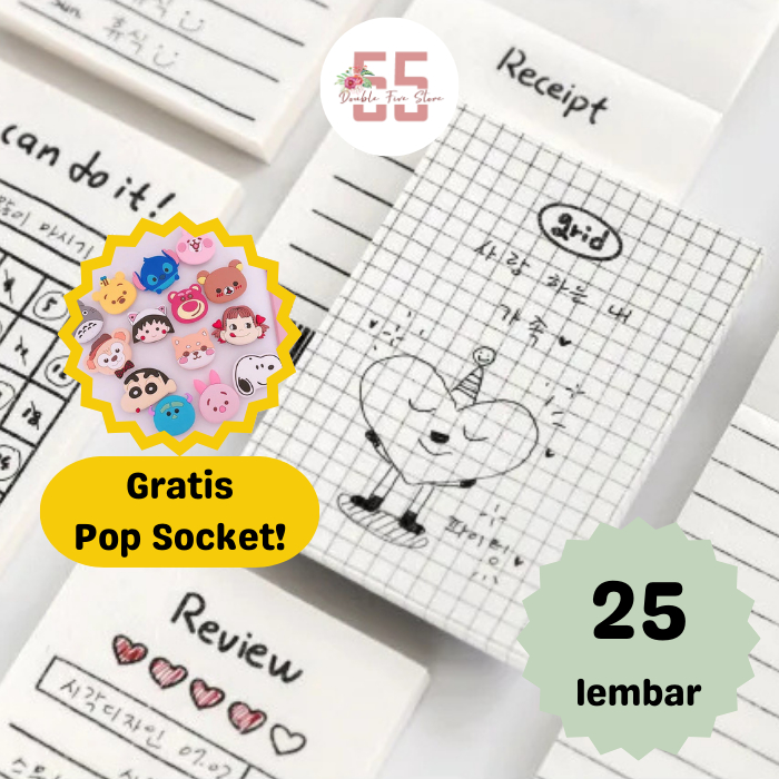 

Kertas Memo Pad Aesthetic Motif Kotak Grid - 128