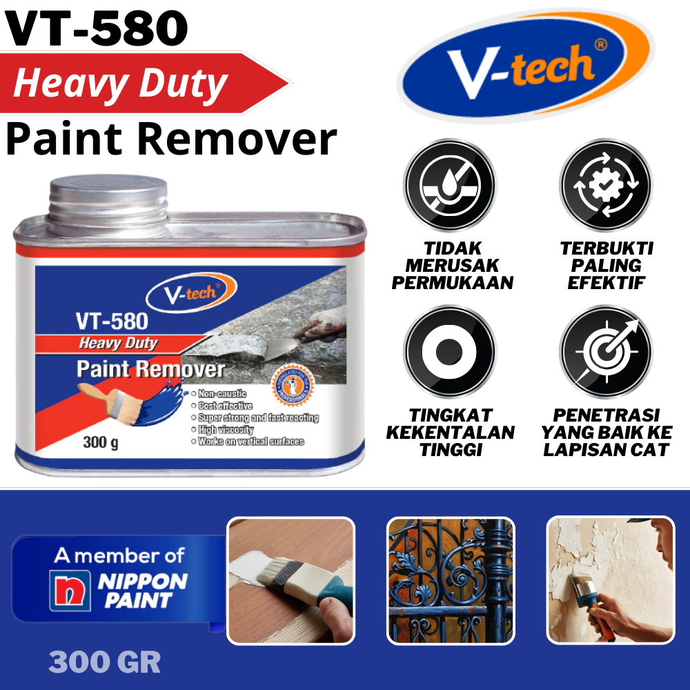 VTECH PAINT REMOVER VT-580 PAINT REMOVER NIPPON 300GR PERONTOK CAT NIPPON SODA API CAIR NIPPON PAINT