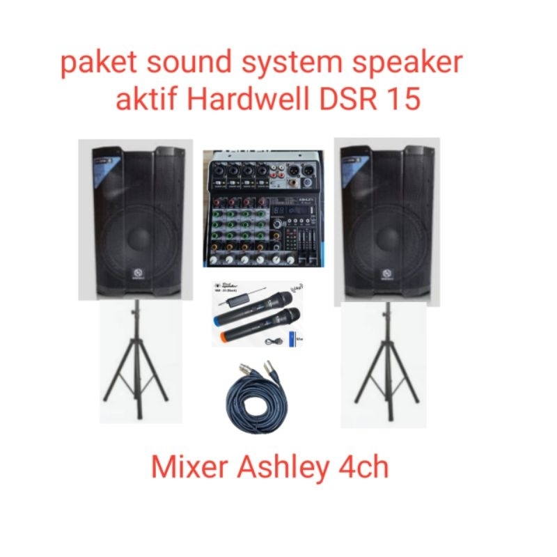 paket speaker aktif paket sound system karoke speaker hardwell 15" DSR 15PRO mixer Ashley m-house4 m