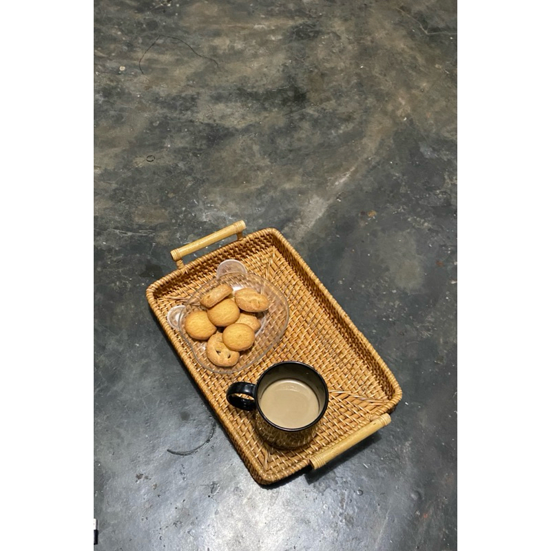 Tray Rotan/ nampan aesthetic/ nampan rotan kayu