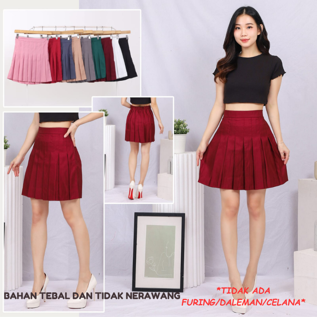 Rok korean  style polos Fashion Wanita Korea Mini Skirt