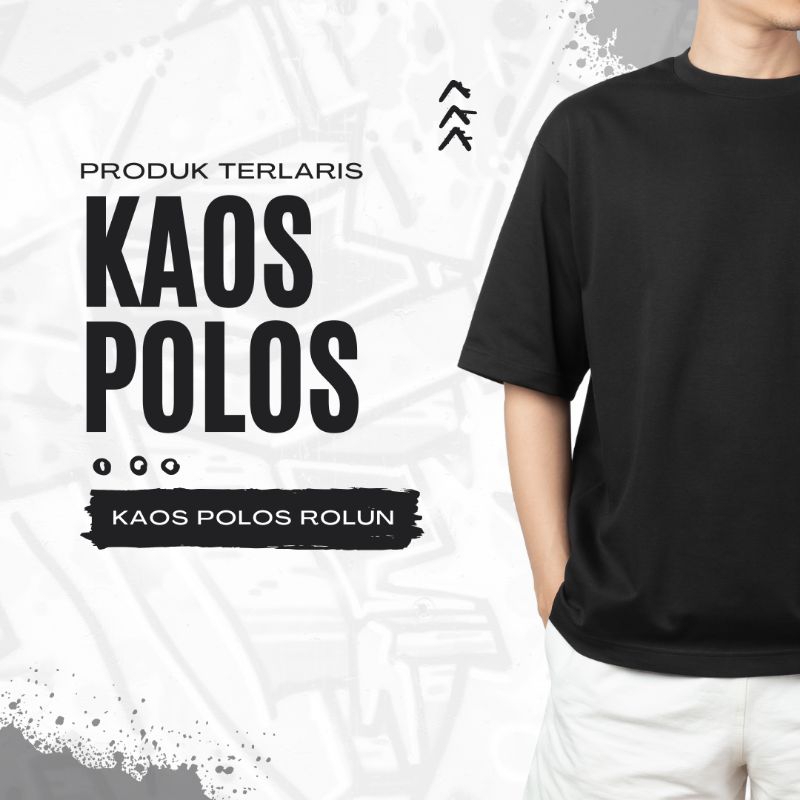 T-shirt Polos Rolun/kaos polos hitam