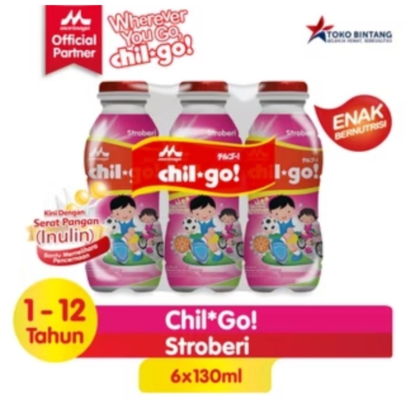 

susu cair chil go steril usia 1-12 tahun 130 ml coklat strawberry dan vanila Morinaga kalbe