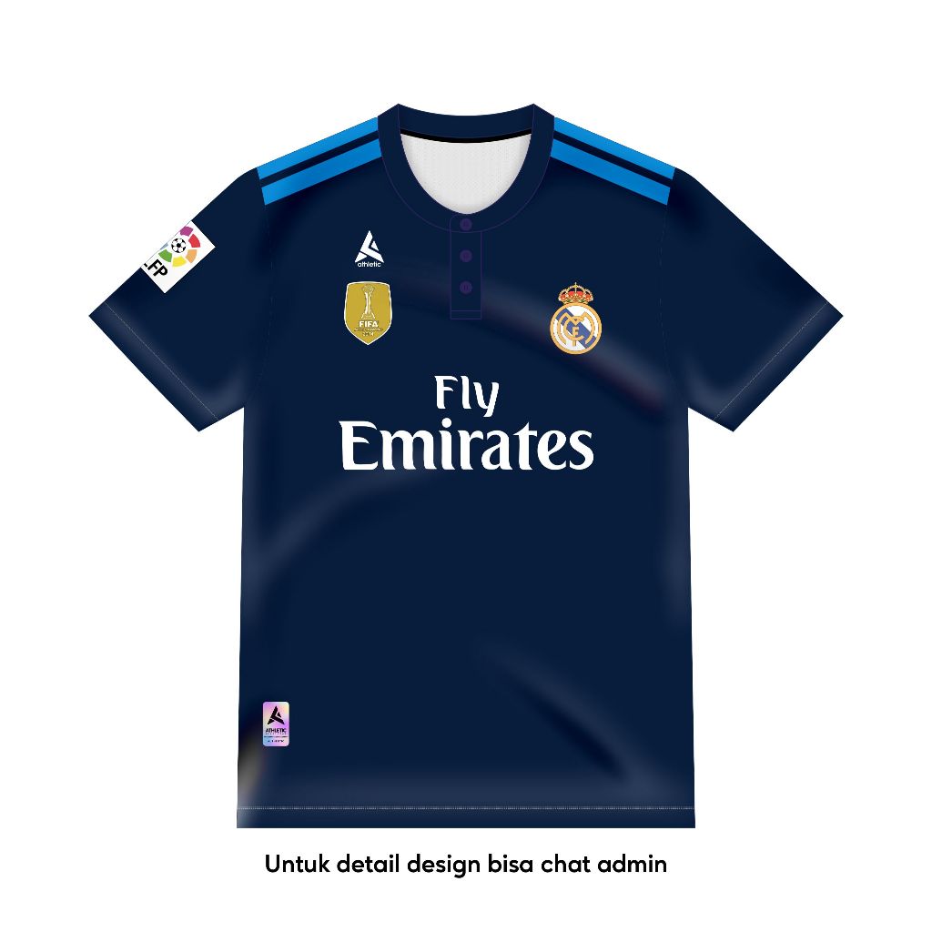 ATHLETIC SPORTWEAR - Jersey Vintage Bola Fantasy Real Madrid Away 2015-16 Fullprinting Casual - Atas