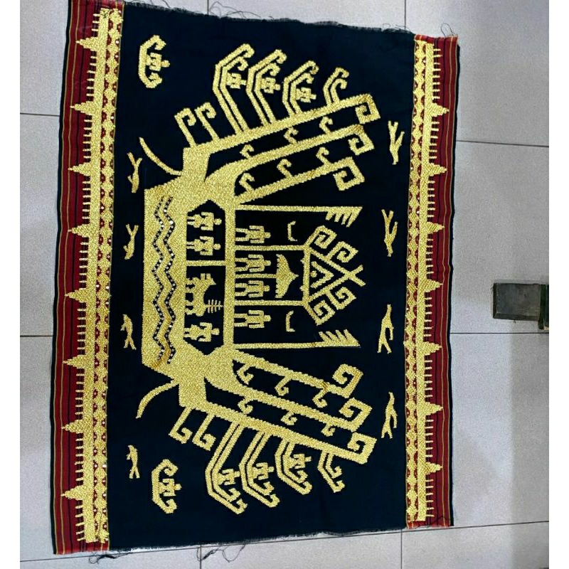 hiasan dinding kapal tapis lampung benang sulam tangan asli