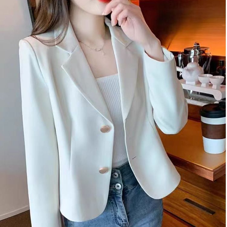 baju atasan wanita terbaru cardigan putih lengan panjang korea style jumbo autumn short trench coat