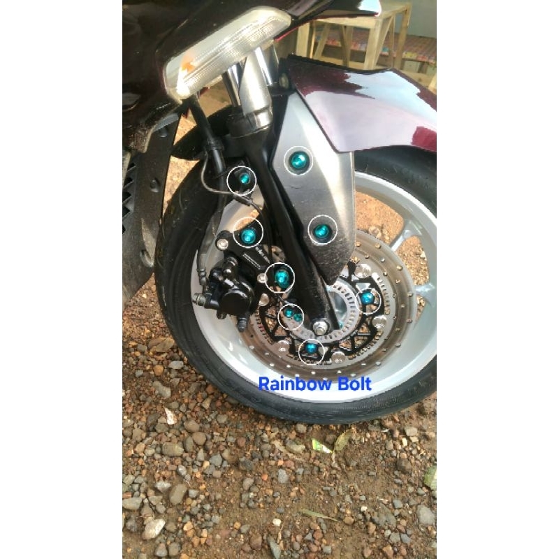 1 Set Baut Titanium Paket Roda Depan Yamaha NMAX Aerox Original Titanium Gr5