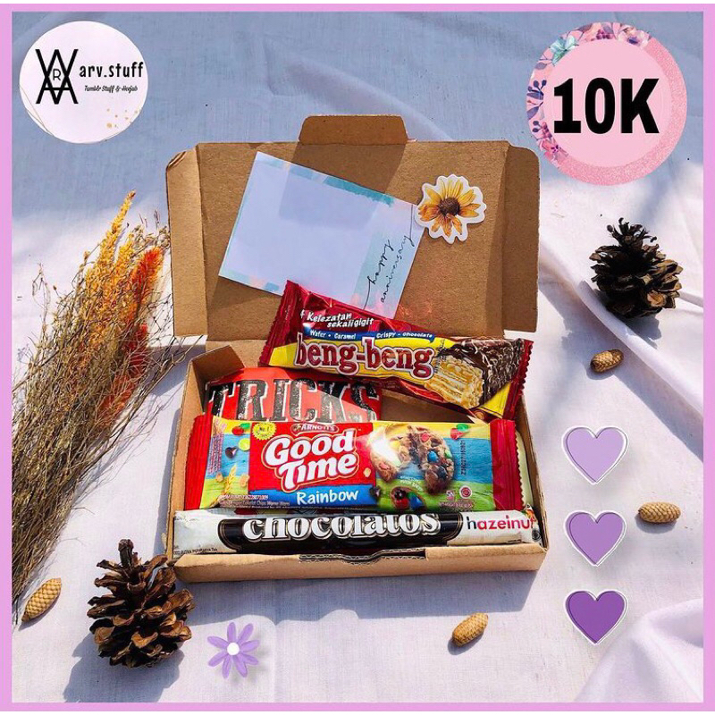 

Hampers Snack Receh | arv.stuff gift box ide kado untuk bestie sahabat snack jajanan murah bestseller viral acara ultah wisuda anniversary graduation wedding lamaran sempro birthday