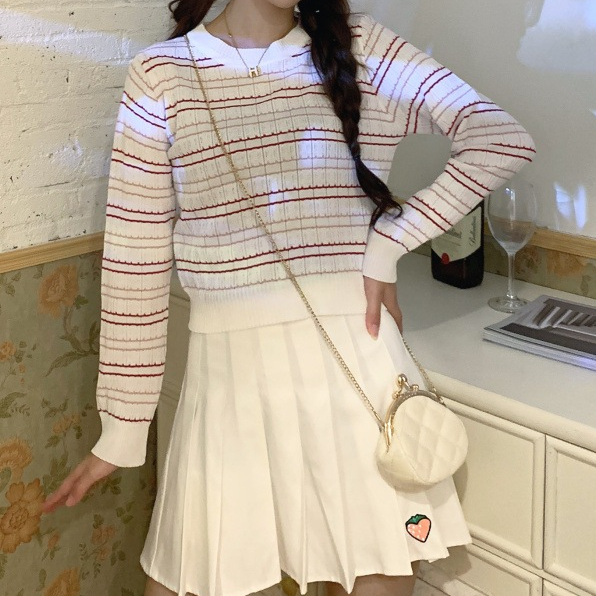 [TTEUDA] Atasan Rajut Wanita Crop Top Lengan Panjang Bahan Premium dan Halus | Baju Crop Rajut Lenga