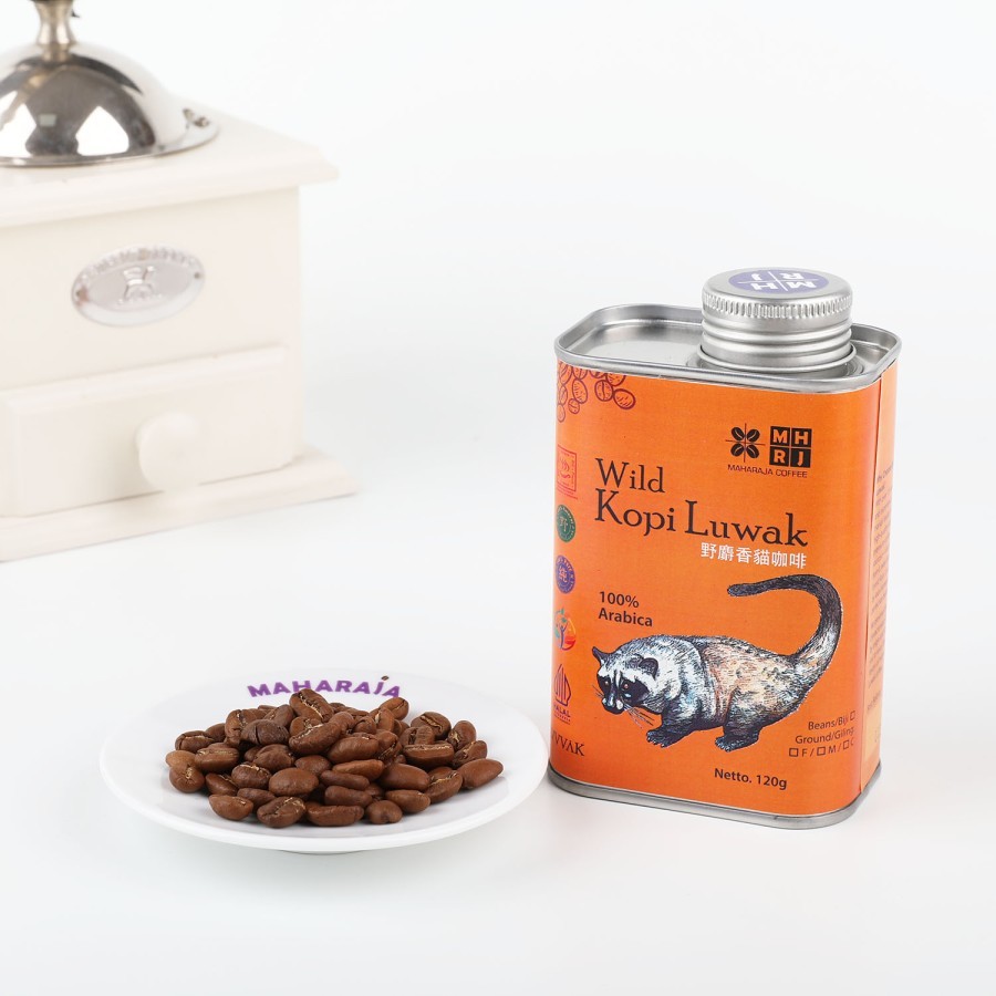 

Maharaja Wild Kopi Luwak Arabica Roasted Coffee 120g Kemasan kaleng premium/ hadiah/ hampers/ gift pack