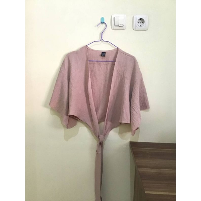 [BRAND NEW] SHEIN Crinkled Cotton Front-Twist Cardigan (+admin)