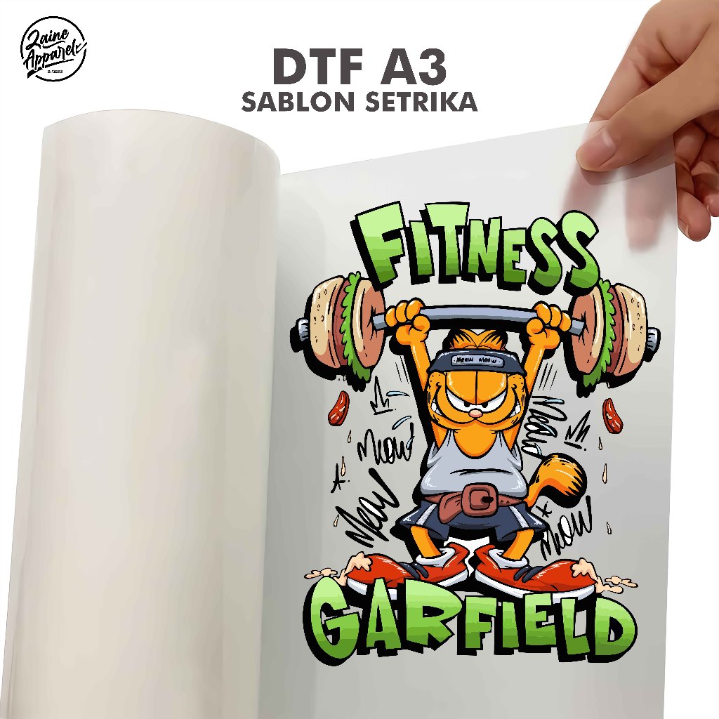 SABLON SETRIKA SATUAN SABLON DTF LANGSUNG PAKAI UKURAN A3 SABLON - GARFIELD 3
