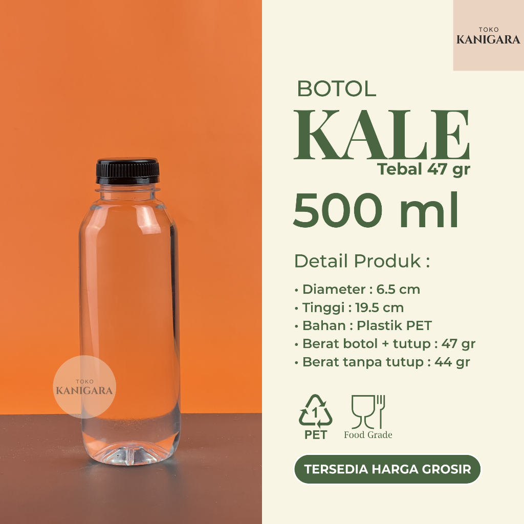 Botol Kale 500 ml TEBAL - Botol Plastik 500ml GROSIR - Botol Minuman Kopi, Jus, Madu, Susu