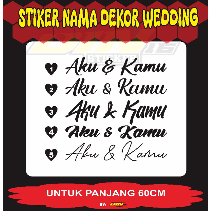 

stiker nama weding stiker cutting