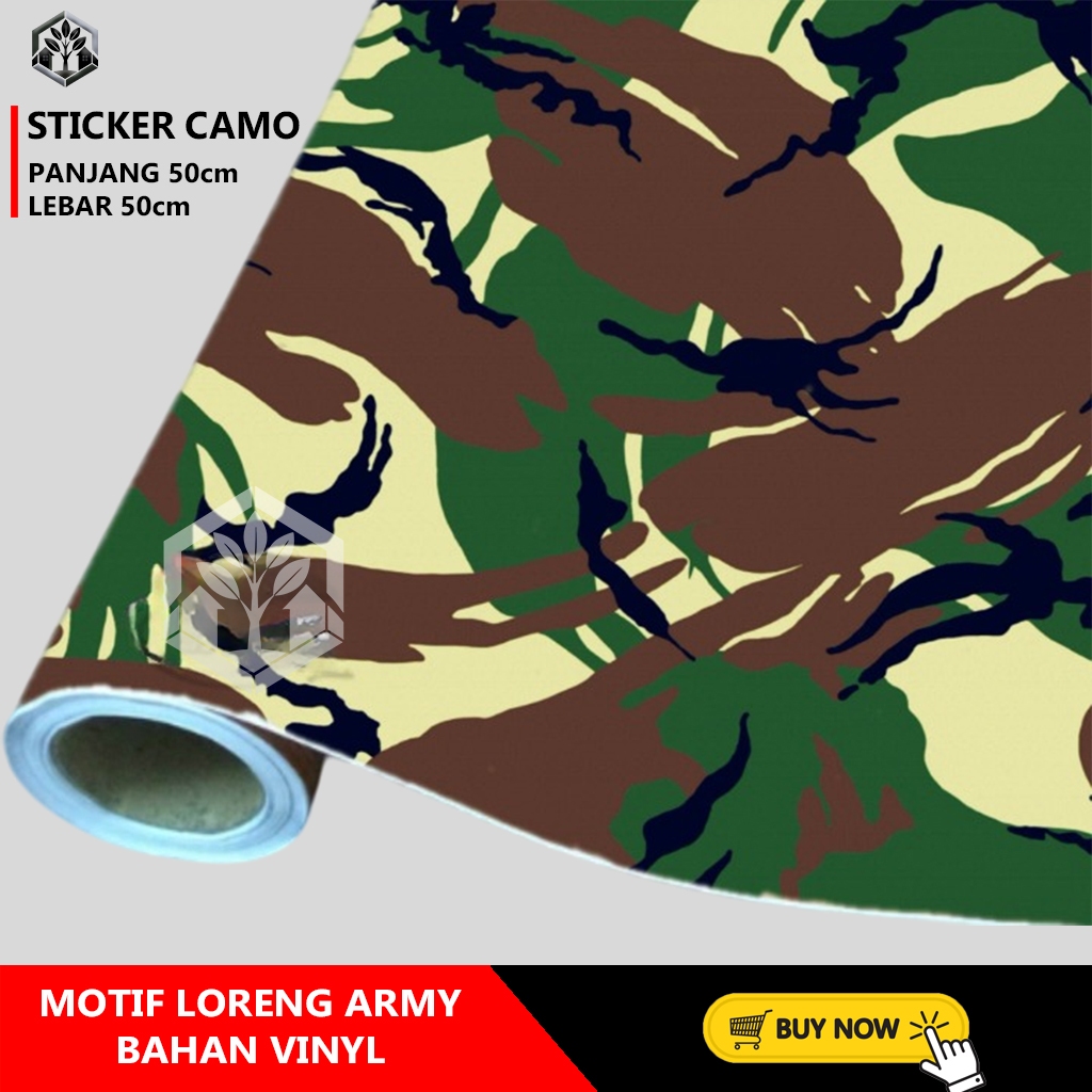 

STICKER CAMO BAHAN VINYL MOTIF LORENG ARMY 50x50cm