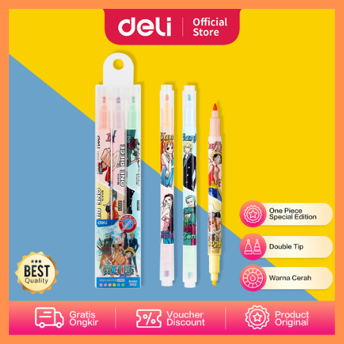 

DELI Highlighter 2 sisi 6 warna one piece U352