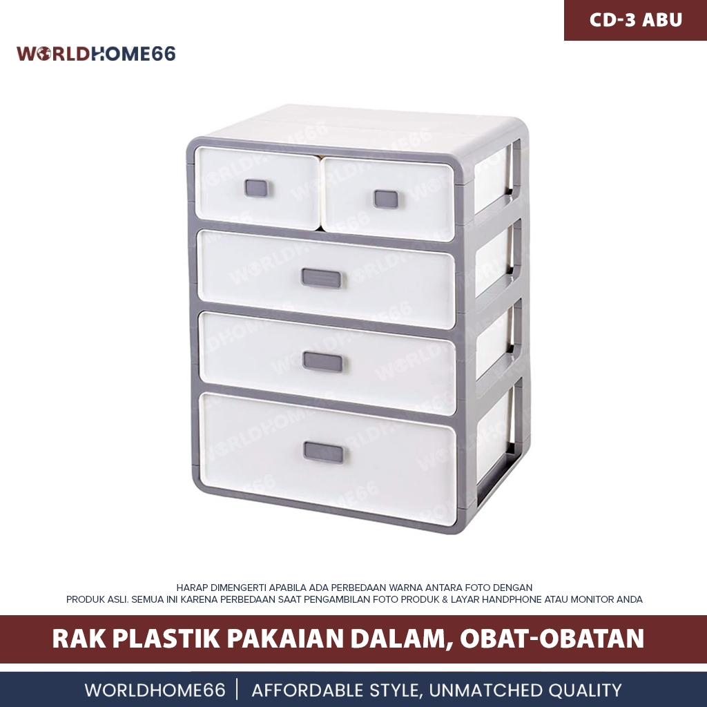 Limited Worldhome Lemari Plastik Penyimpanan Kaos Kaki Celana Dalam Rak Obat Plastik Rak Mini