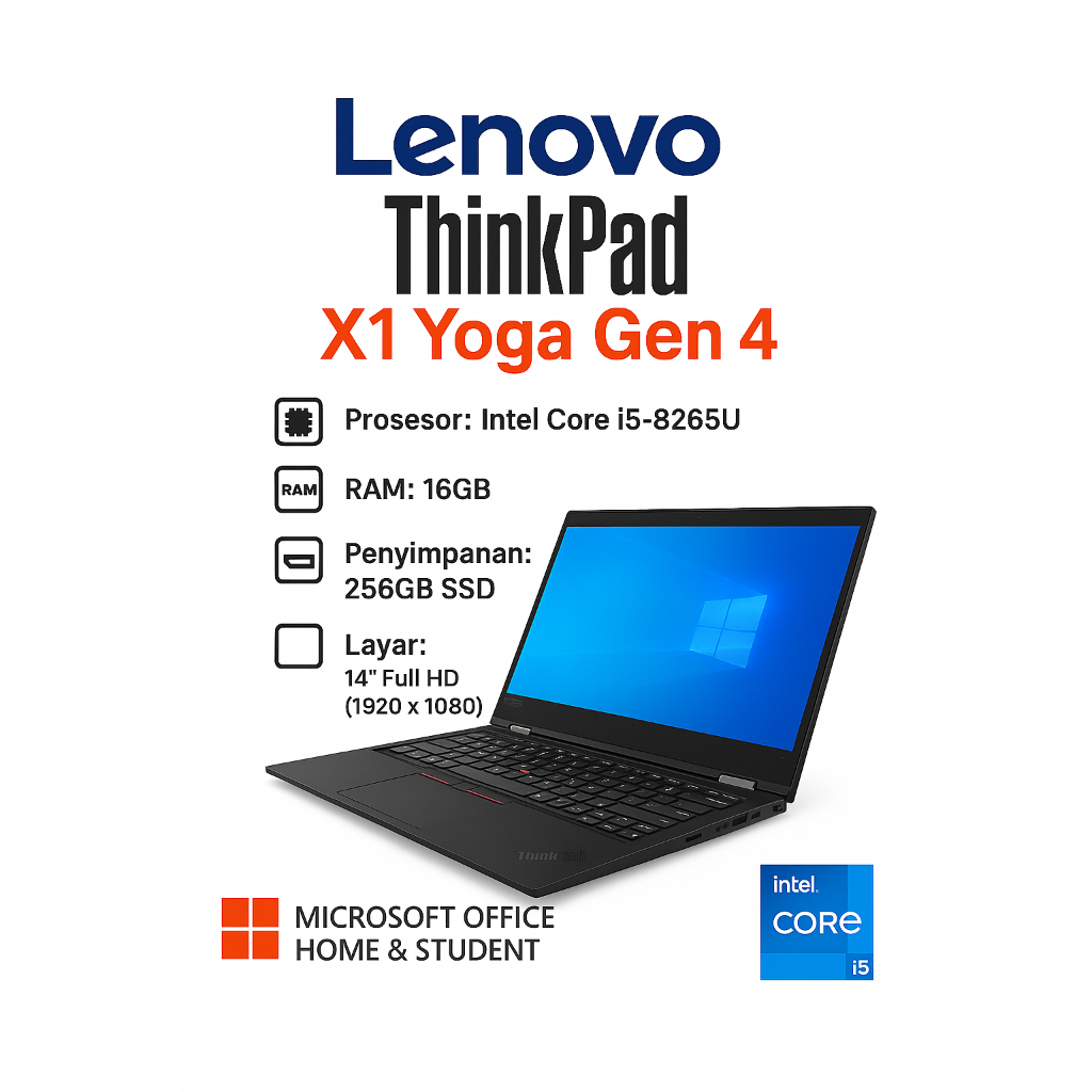Lenovo ThinkPad X1 Yoga Gen 4 | 2-in-1 Multifungsi | Core i5 | 16/256 | Layar Sentuh