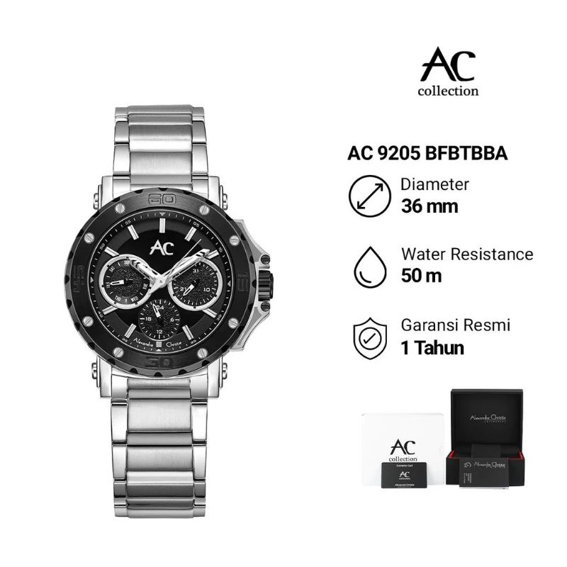 Best Seller Jam Tangan Wanita Alexander Christie AC 9205 BFBTBBA Analog Cronograph Aktif Stainless
