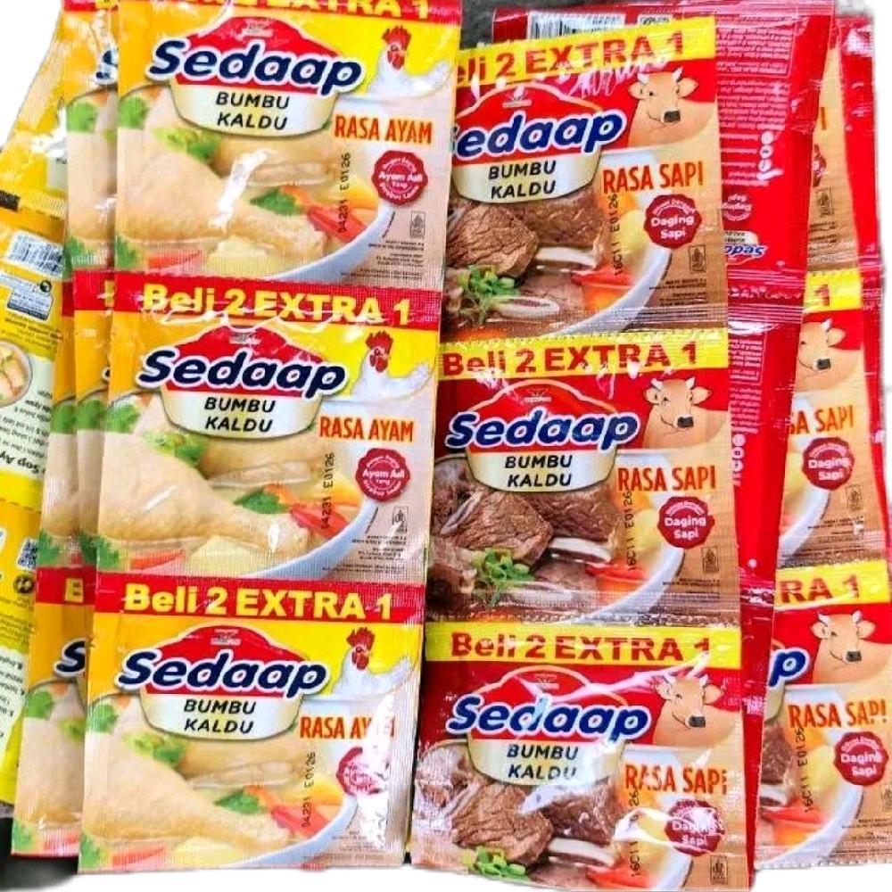 

Bumbu kaldu sedap 72 pcs / 4 renceng. Beli 2 gratis 1 @ 9 gr. Penyedap masakan Instan dapur