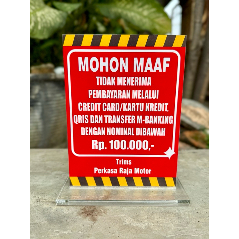 

(BISA GANTI NAMA) AKRILIK MEJA UK 15x20cm WARUNG TOKO AGEN BANK RESTORAN JASA LAYANAN DLL