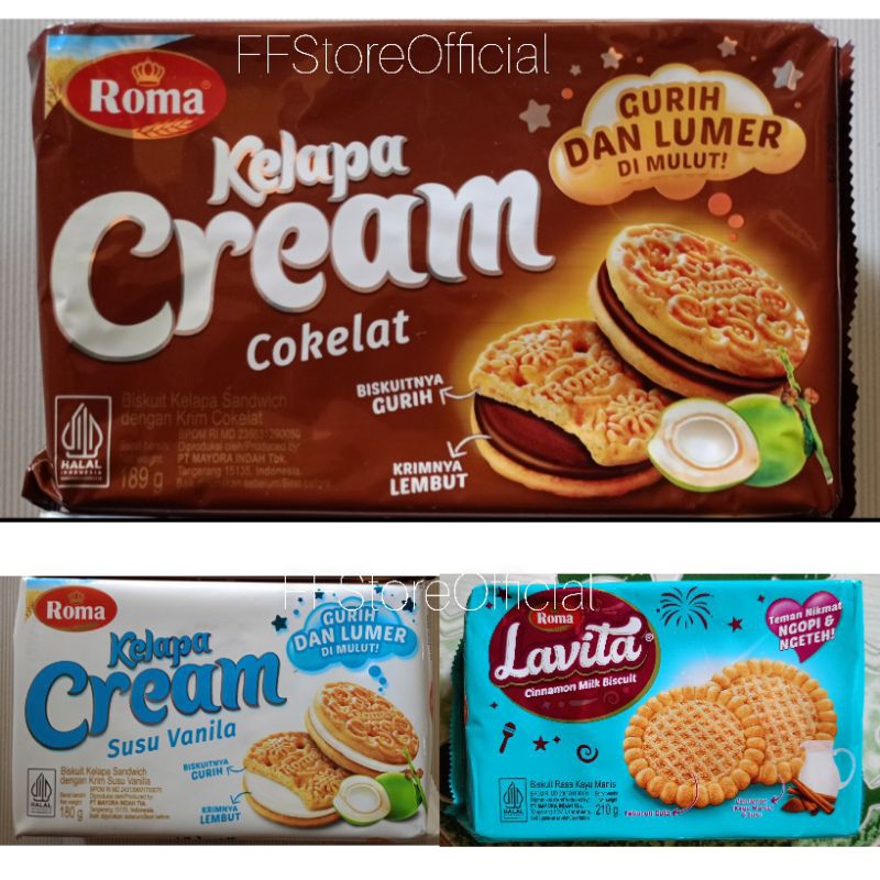 

(INSTANT & SAMEDAY) ROMA Cream Biskuit Kelapa Sandwich 180 Gram