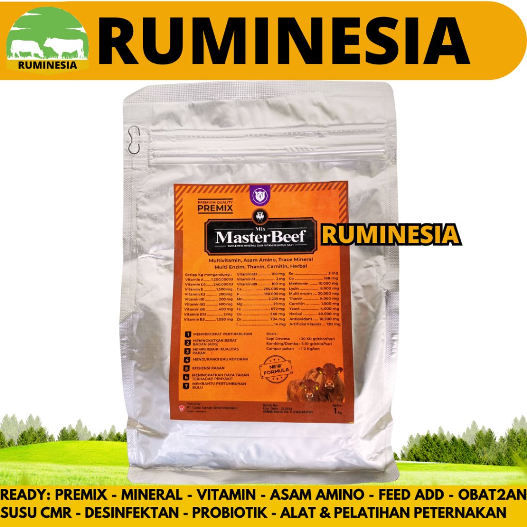 PREMIX SAPI MASTER BEEF 1 KG - Premix Pemacu Pertumbuhan & Penggemukan Sapi - Penggemuk Sapi