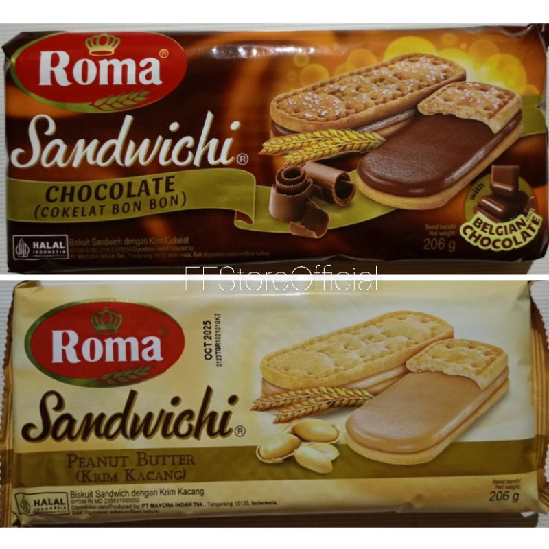 

(INSTANT & SAMEDAY) ROMA Sandwichi Biskuit Cokelat Bon Bon / Kacang 206 Gram