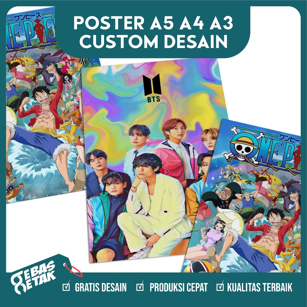 

Cetak Poster Anime KPOP Print foto kartun Cutom desain A5 A4 A3