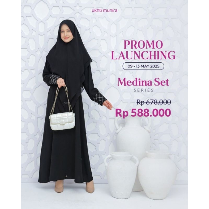 Gamis MEDINA Set Jilbab | Set Gamis MEDINA Bahan Marzen Anti UV | Gamis by UKHTI Munira [ORIGINAL]