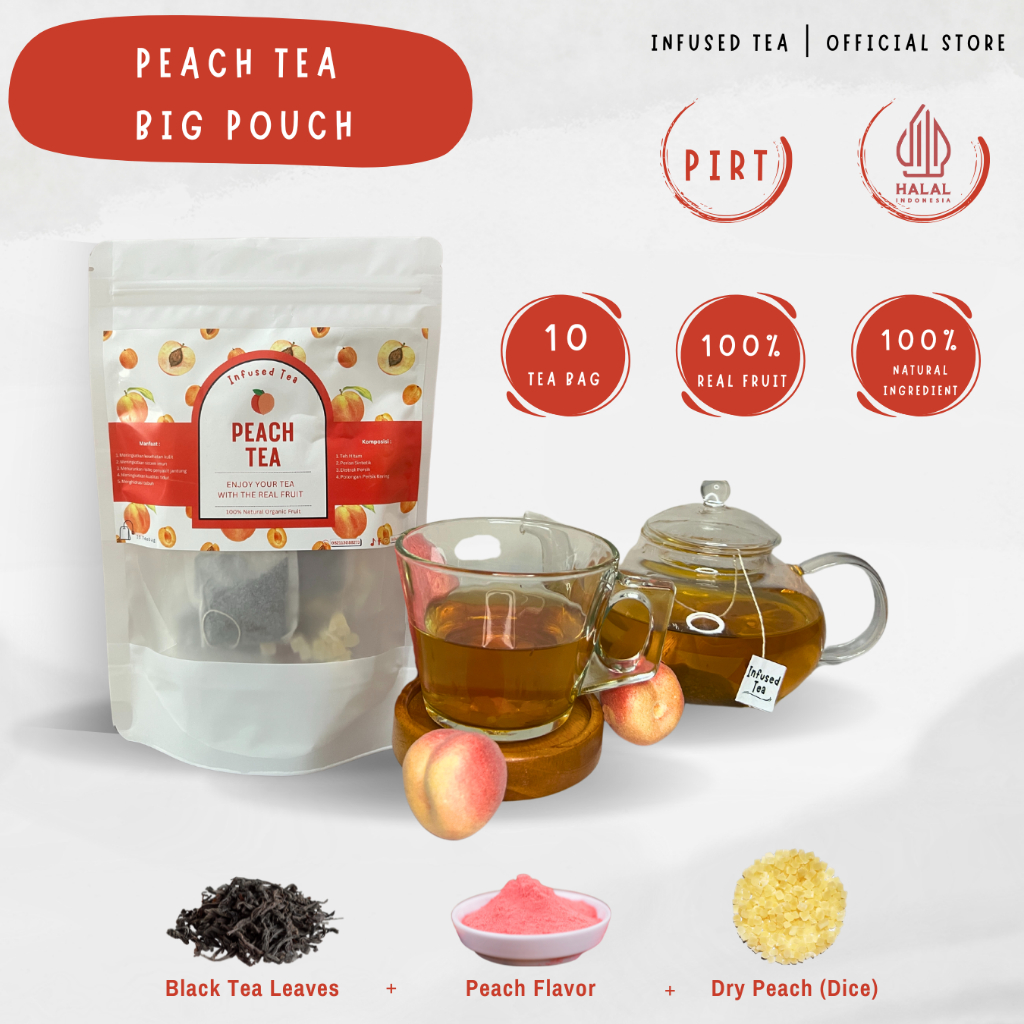 

[Infused Tea] Teh Peach + Buah Peach Kering | Teh Herbal Segar & Sehat cocok untuk Diet & Detok Alami |(BIG POUCH)