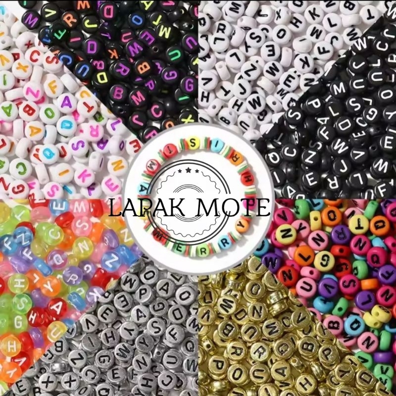 MANIK MANIK HURUF BULAT MOTE HURUF BULAT PIPIH BAHAN MERONCE
