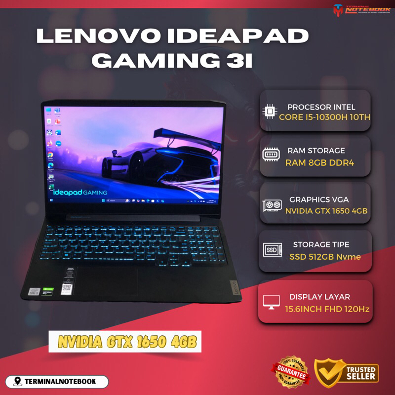 Lenovo ideapad Gaming 3i Core i5-10300H Ram 8GB SSD 512GB GTX 1650 4GB