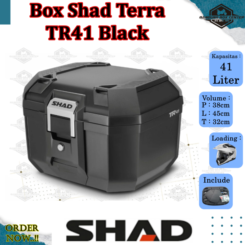 Box Shad Terra TR41 Black Box Motor Shad TR41 Hitam Cover Bagasi Motor Shad Box Shad TR 41 Black Top