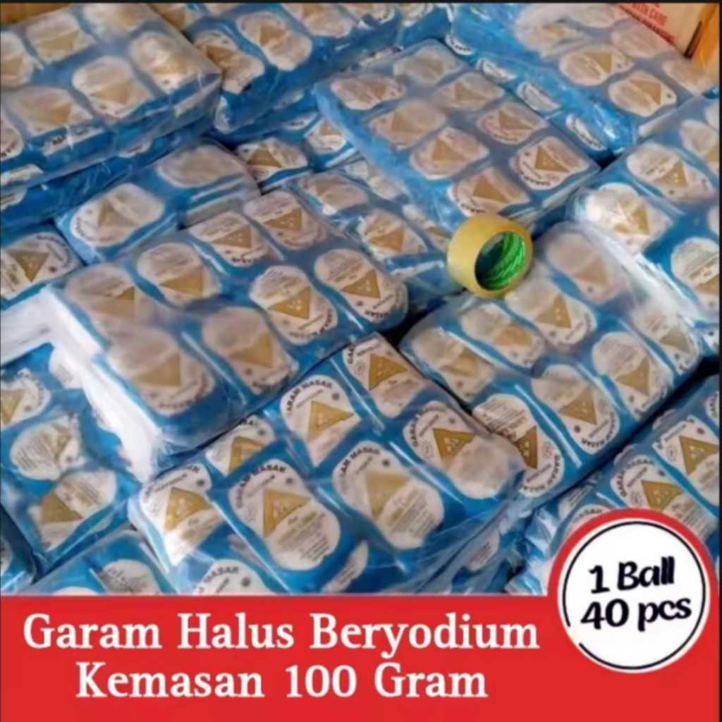 

PROMO...!!! Garam Masak Beryodium Cap Segi Tiga Emas 1 Ball ( 40 Pcs ) Murah...!!!! / Garam Dapur Beryodium Kemasan 100 Gram