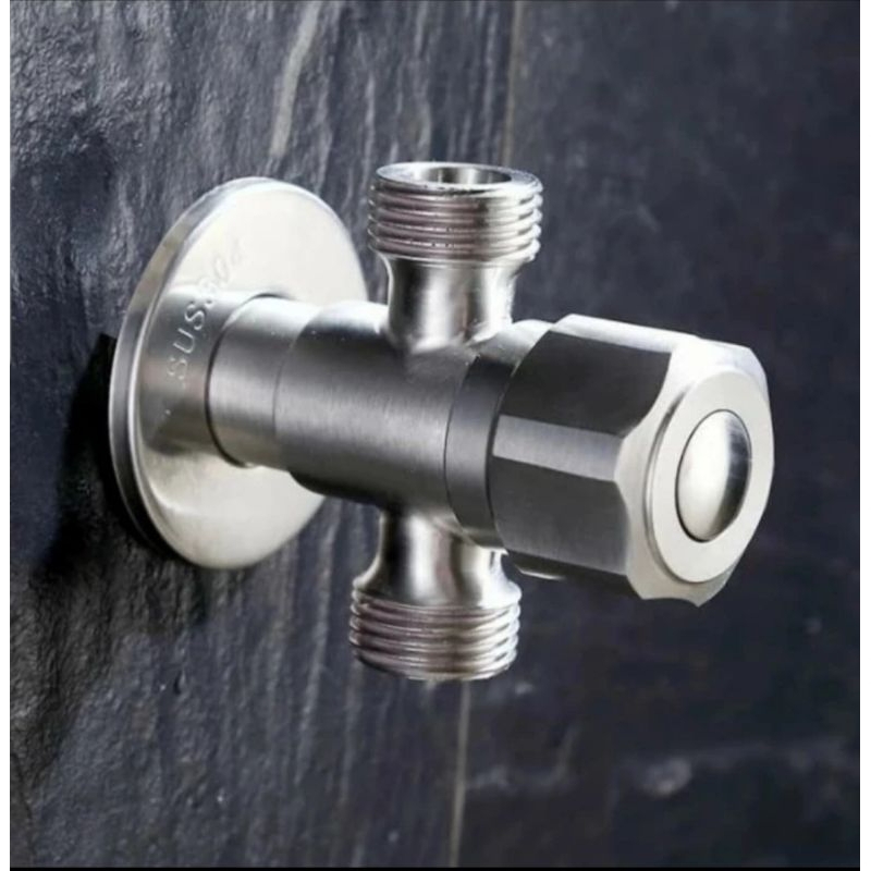 STOP KRAN STAINLESS CABANG 2, STOP KRAN STAINLESS CABANG 2 WARNA HITAM DAN GOLD, STOP KRAN STAINLESS