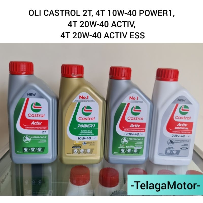 OLI MOTOR CASTROL 2T ACTIV 0.7L, 4T 10W-40 POWER1 0.8L, 4T 20W-40 ACTIV 0.8L, 4T 20W-40 ACTIV ESSENT