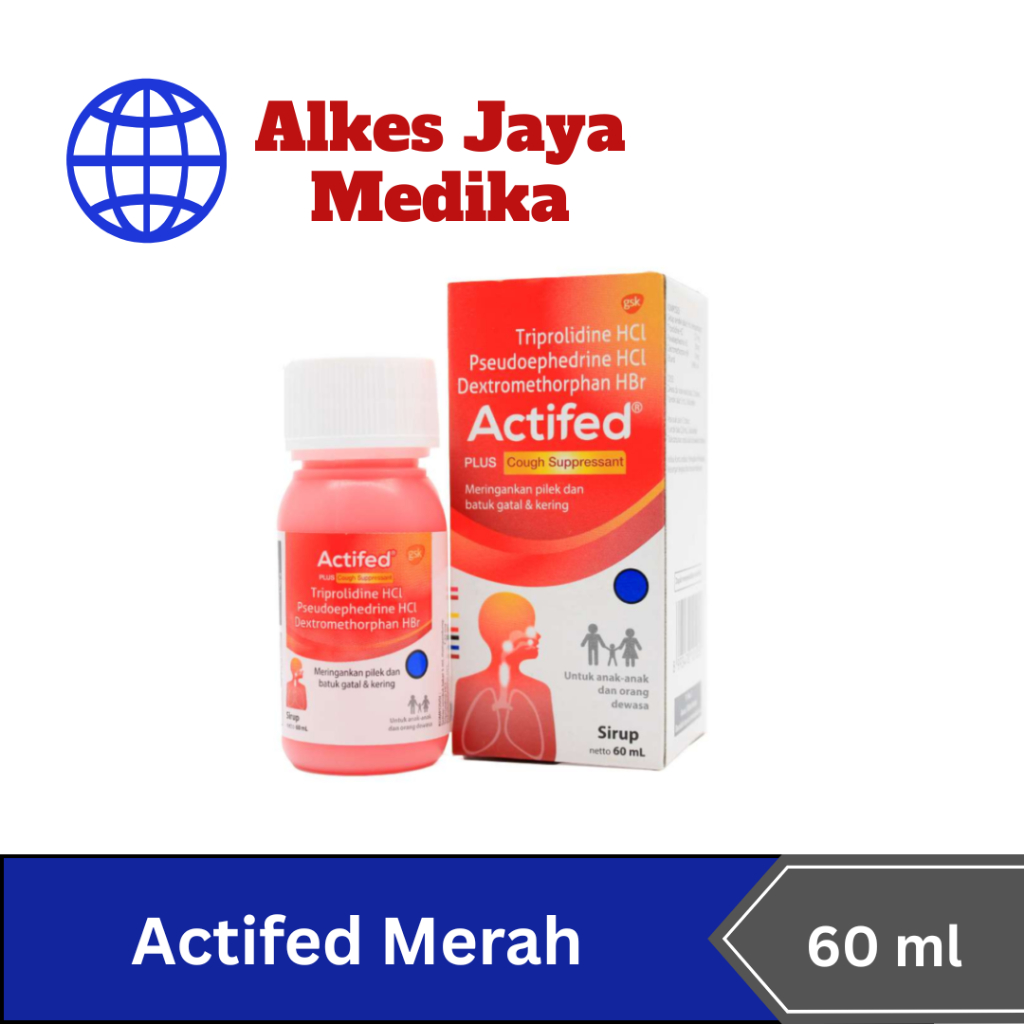 Actifed Merah 60ml - Obat Batuk Kering Dan Pilek