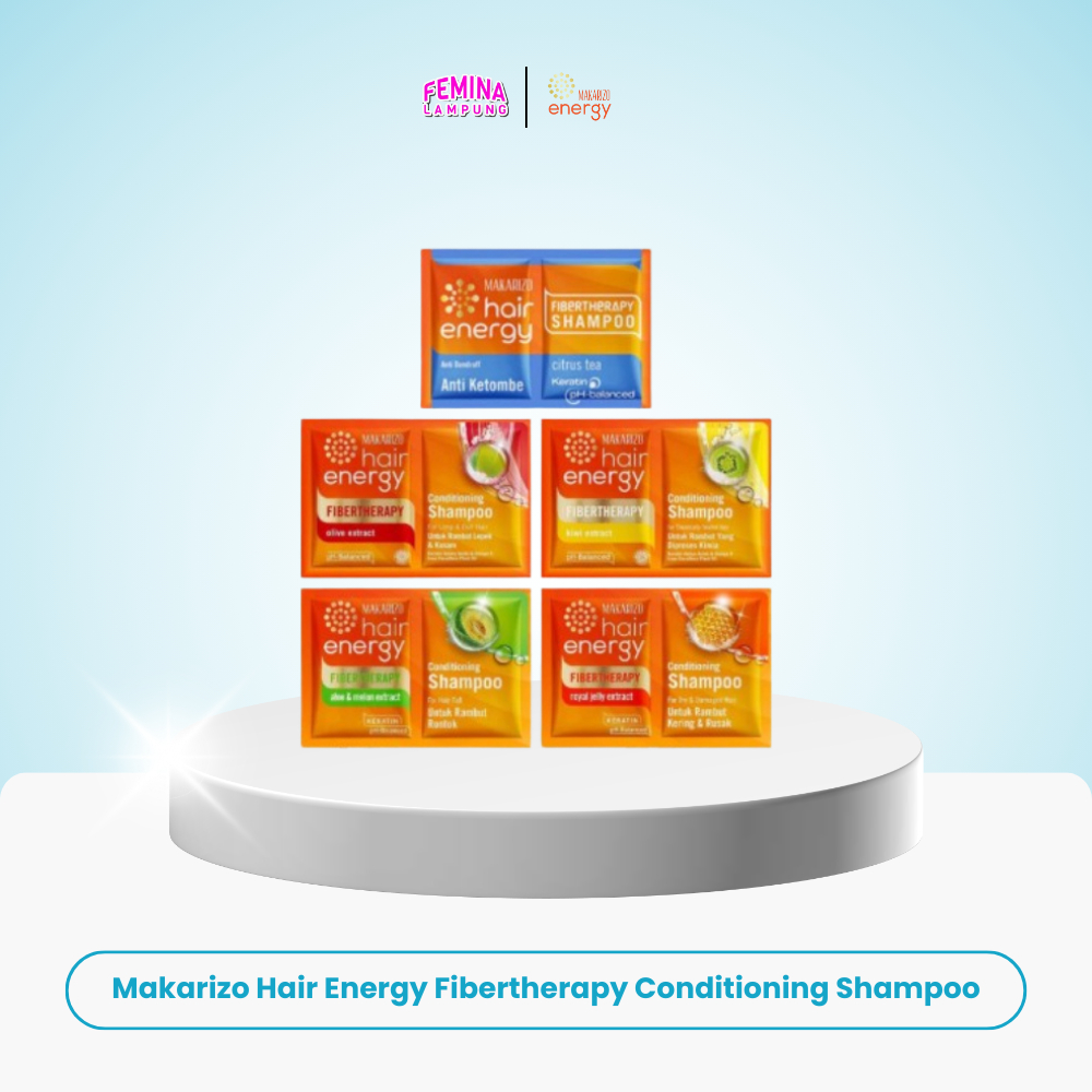 Makarizo Hair Energy Fibertherapy Shampoo Sachet – Shampoo untuk rambut rontok / ketombe / kering