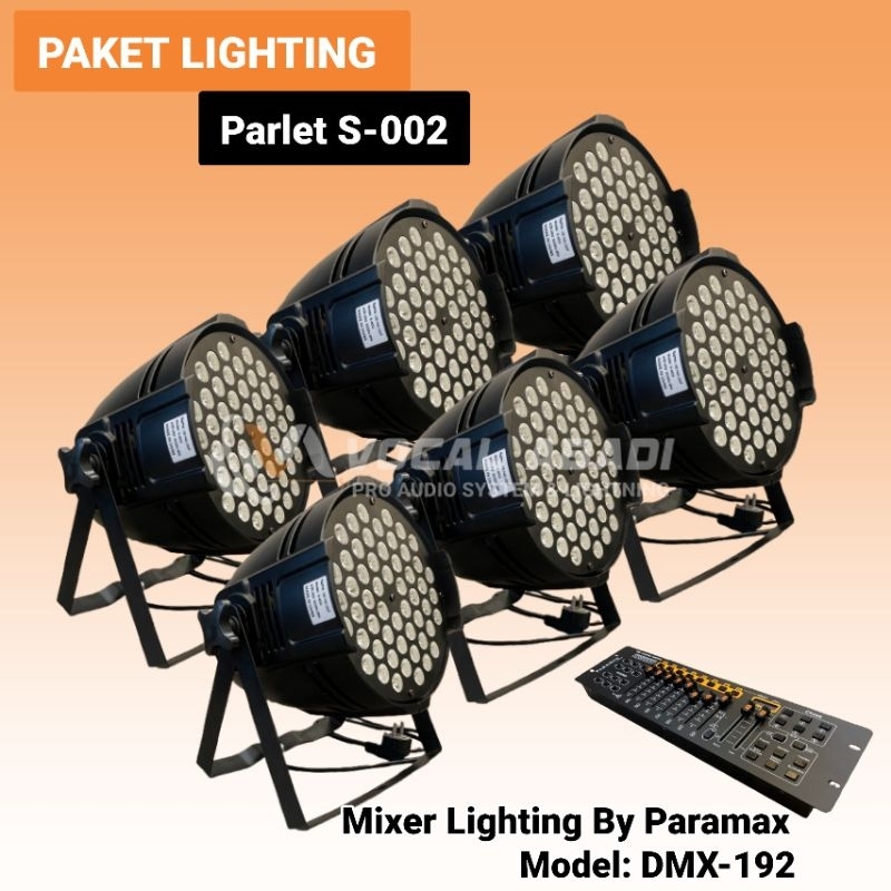PAKET LIGHTING PANGGUNG 6 UNIT PARLET S-002 DAN MIXER DMX-192