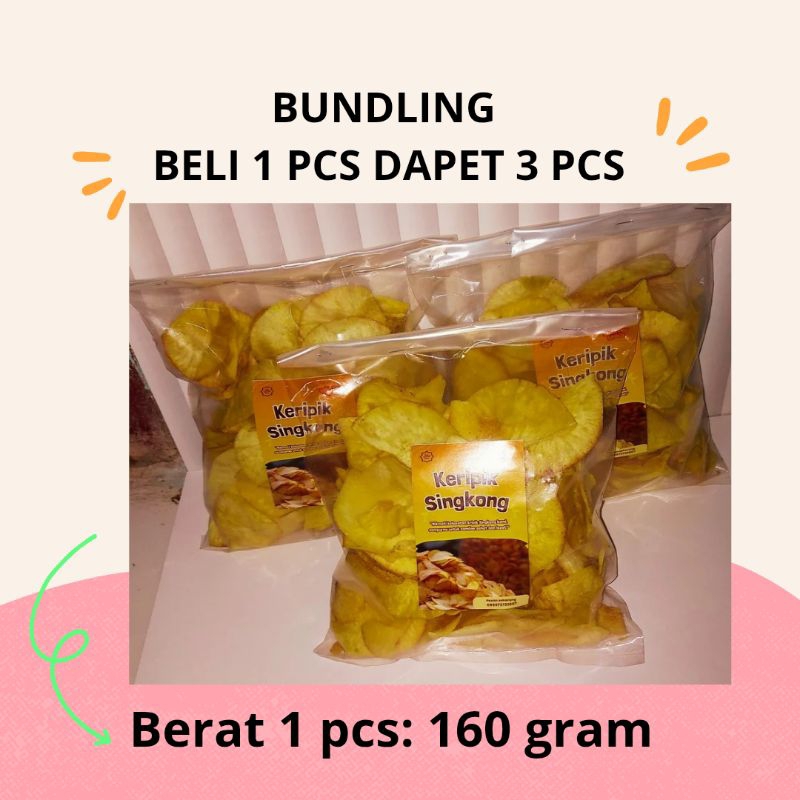

Keripik singkong ASIN GURIH /BUNDLING BELI 1 DAPET 3 pcs/ Berat 160gr perbungkus/ Snack cemilan gurih/ keripik kiloan BUNDLING
