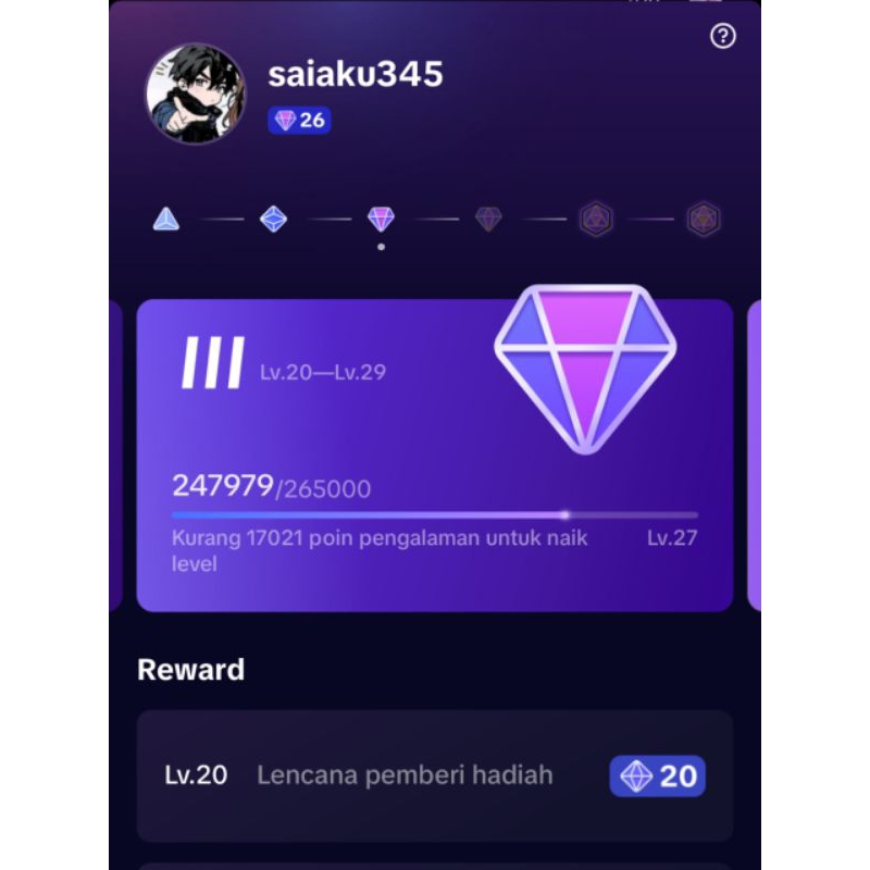 akun tiktok level 26