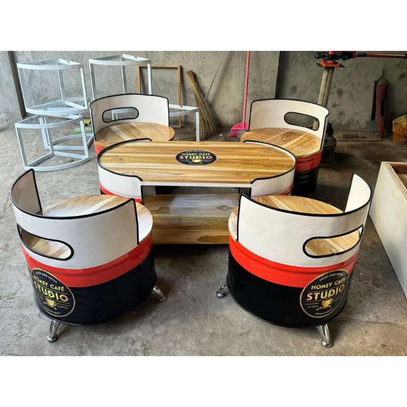 kursi meja drum / kursi cafe drum / kursi sofa drum