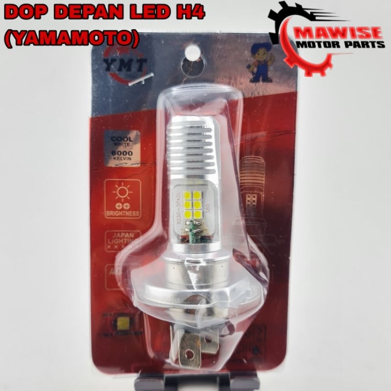 bestpromo bohlam dop depan led h4 (yamamoto) - dop lampu depan led h4 yamamoto leser putih kuning