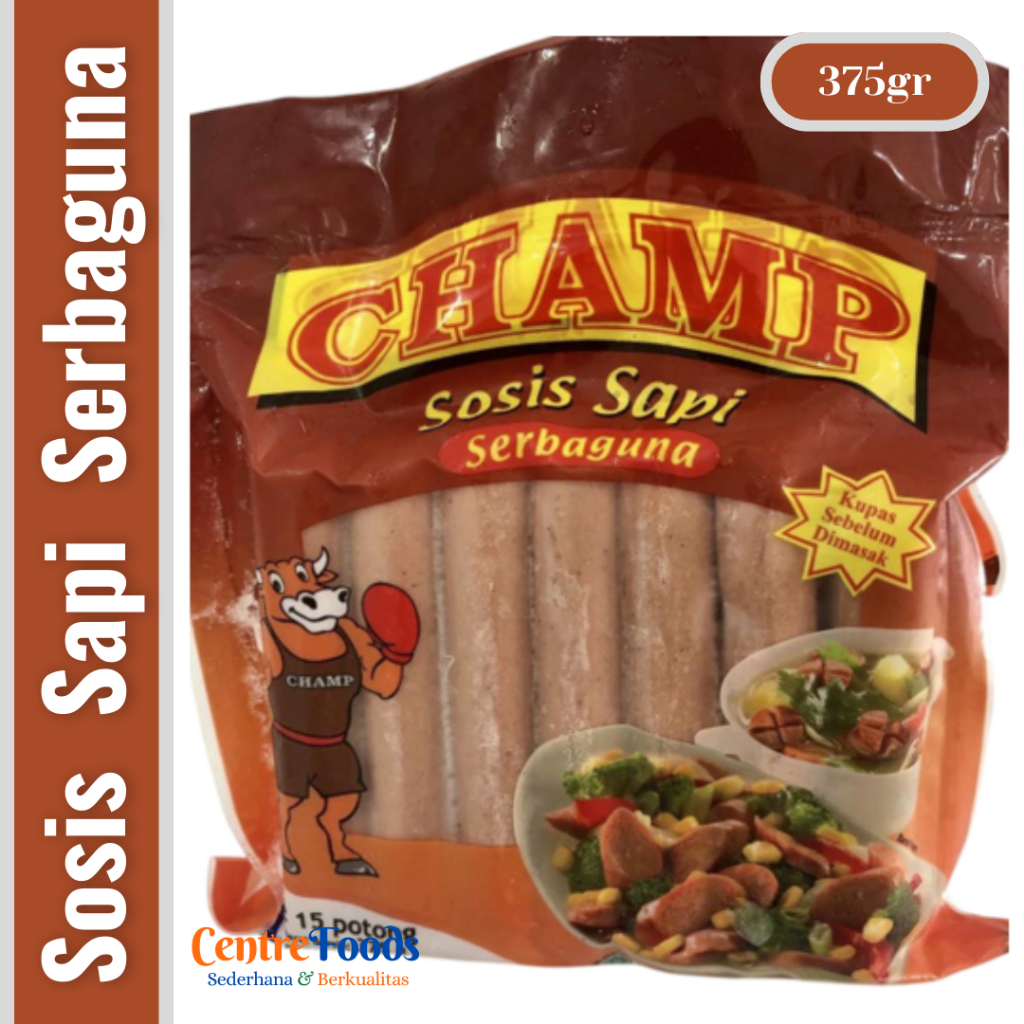 

Sosis Sapi Serbaguna - Beef Sausage CHAMP | isi 15 Pcs - 375gr [ Harga Per BKS ]