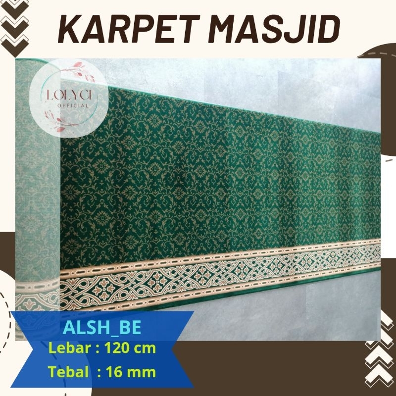 Karpet Masjid Rollan Panjang 6 Meter / Sajadah Masjid ALSH_BE Tebal 16 mm Halus