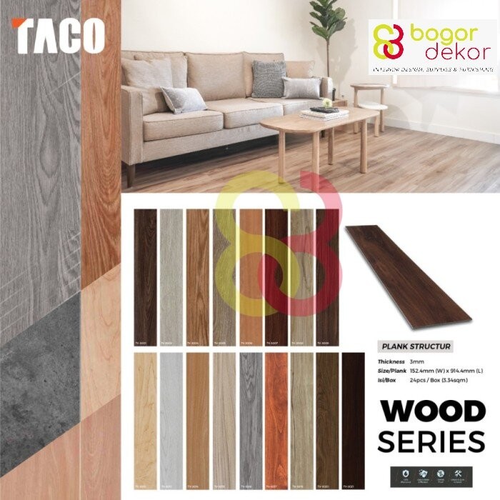 Vinyl Lantai Taco 3mm - Vinyl Taco Motif Kayu - Vinyl Plank