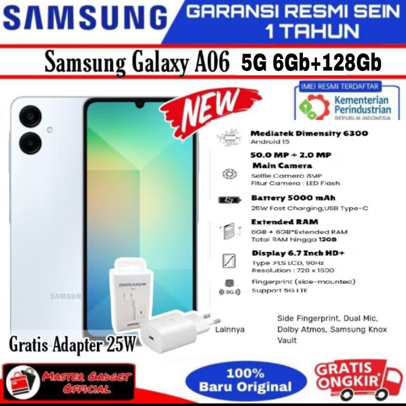 hp samsung A06 5G ram 6gb 4gb rom 64gb 128gb garansi resmi sein 1 tahun